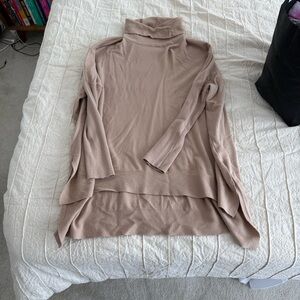 Lightweight Taupe Cowl Neck Turtleneck Sweater